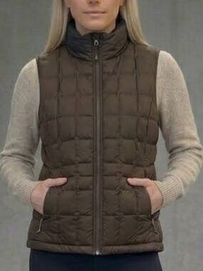 Eddie Bauer Goose Down Brown Puffer Quilted Ski Vest Jacket Women's Large